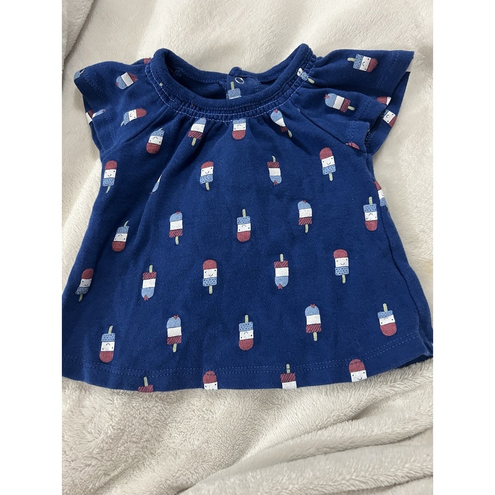 Bumble And Birdie Girls Summer Holiday Patriotic Top Shirt Size 3M